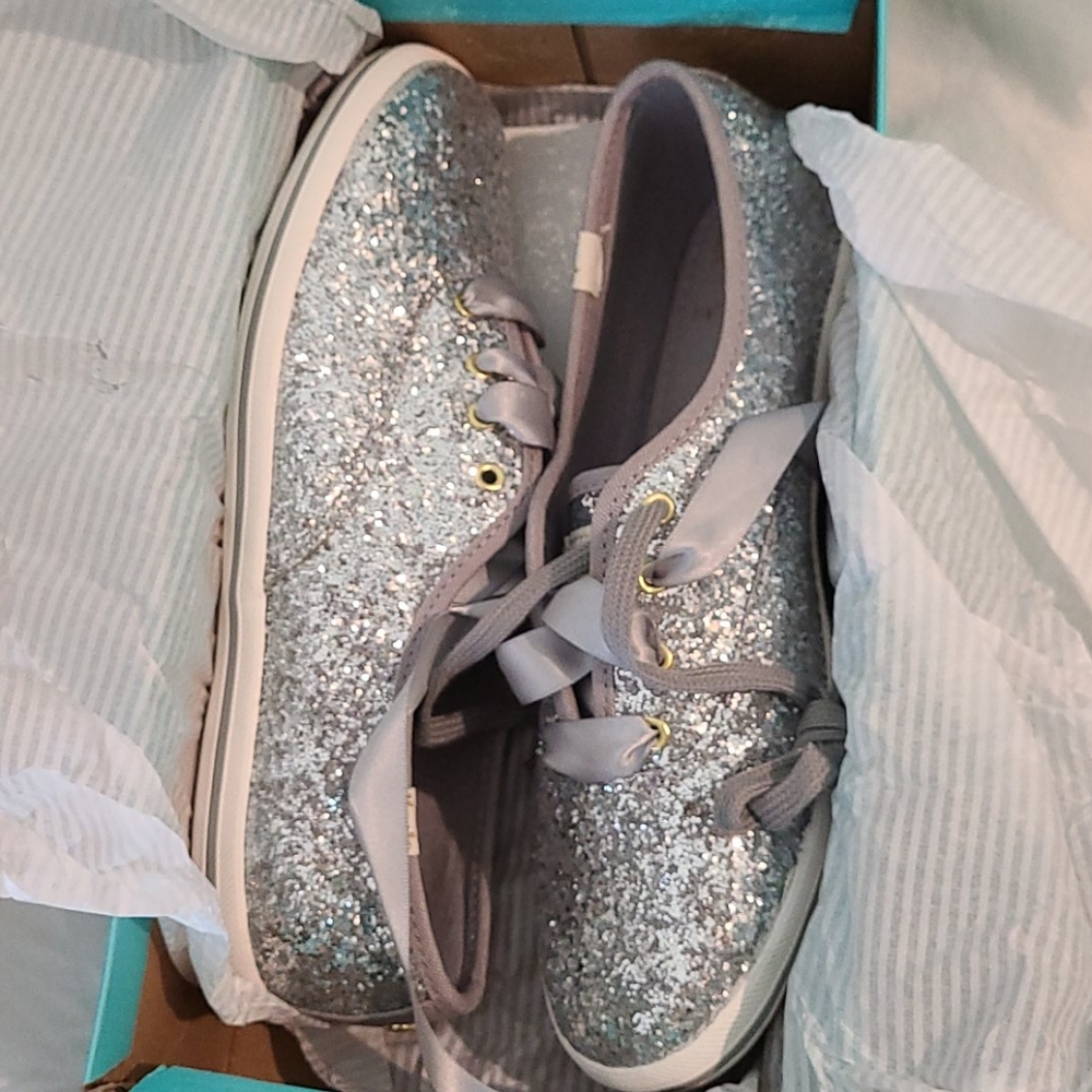 Kate spade keds silver glitter